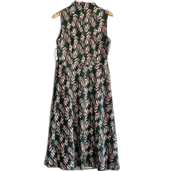 NWT Alexia Admor Veronica Dress Sz 12 Midi Mock Neck ALine Sleeveless Green Palm - Picture 5 of 10